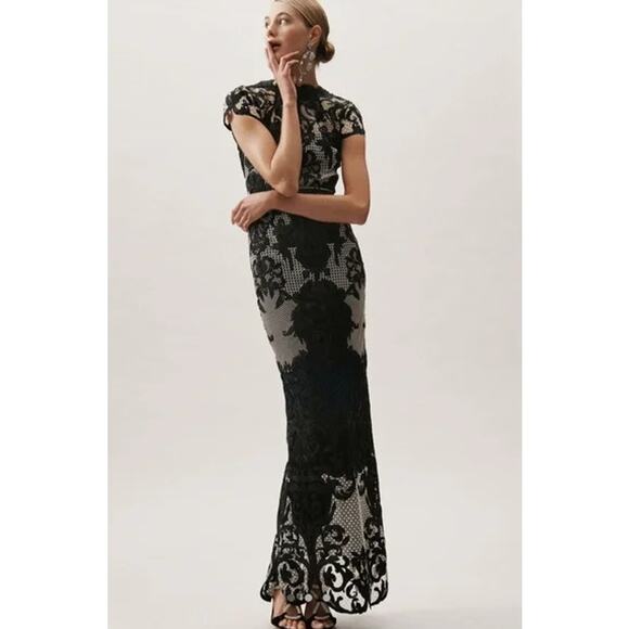 BHLDN Marchesa Notte Waldon Maxi Dress Embroidered Lace Backless Formal Gown - Picture 2 of 16